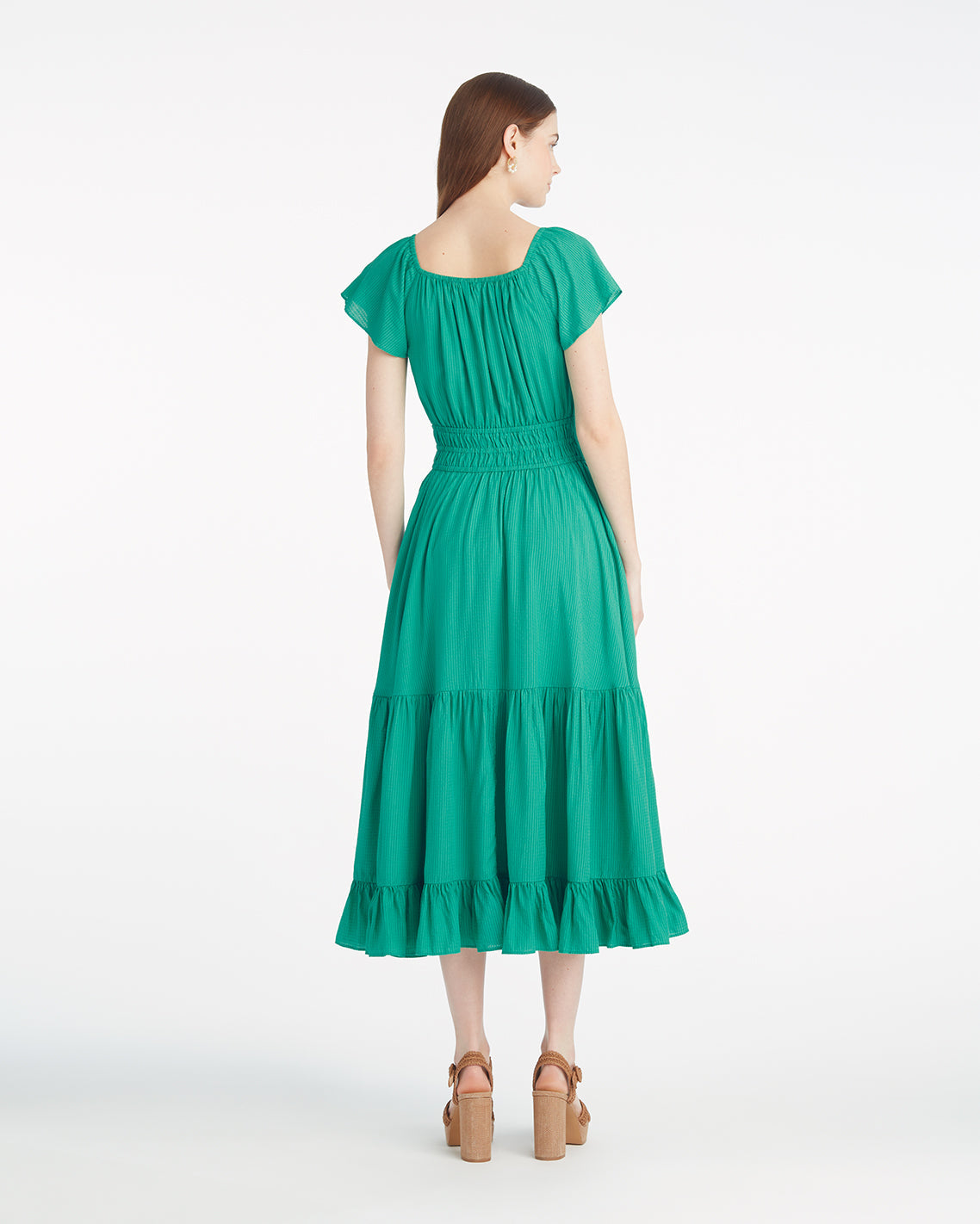 Draper James Green Berkeley Smocked Waist Midi Dress in Green