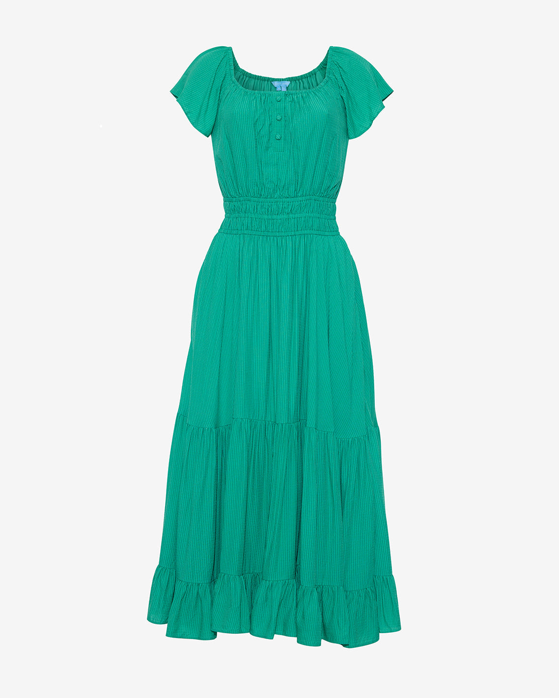 Draper James Green Berkeley Smocked Waist Midi Dress in Green