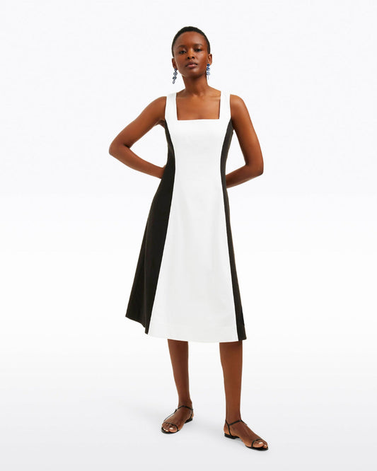 Draper James Black Genevieve Midi Dress in Black and White