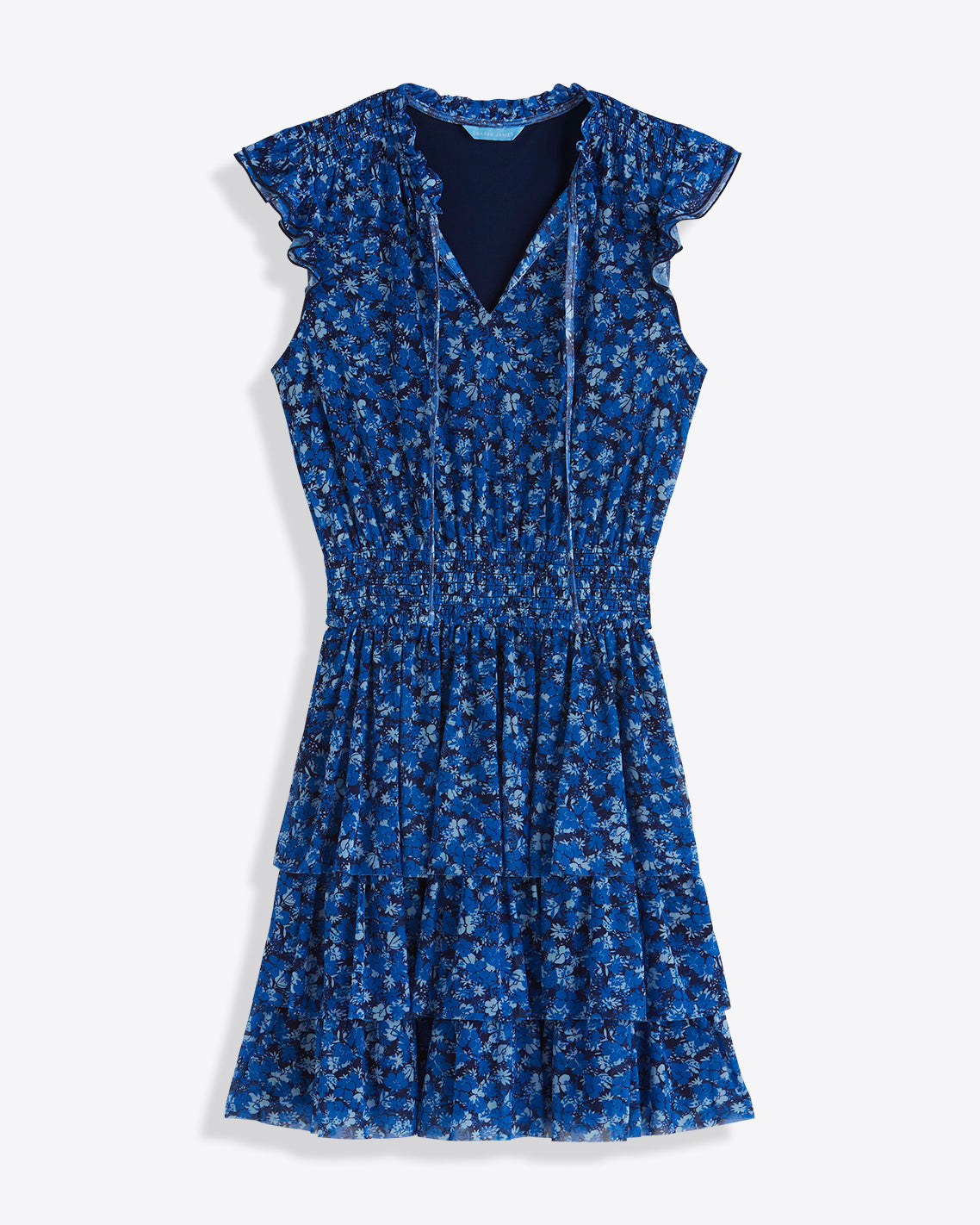 Draper James Blue Scattered Ditsy Alana Tiered Dress in Blue Scattered Ditsy