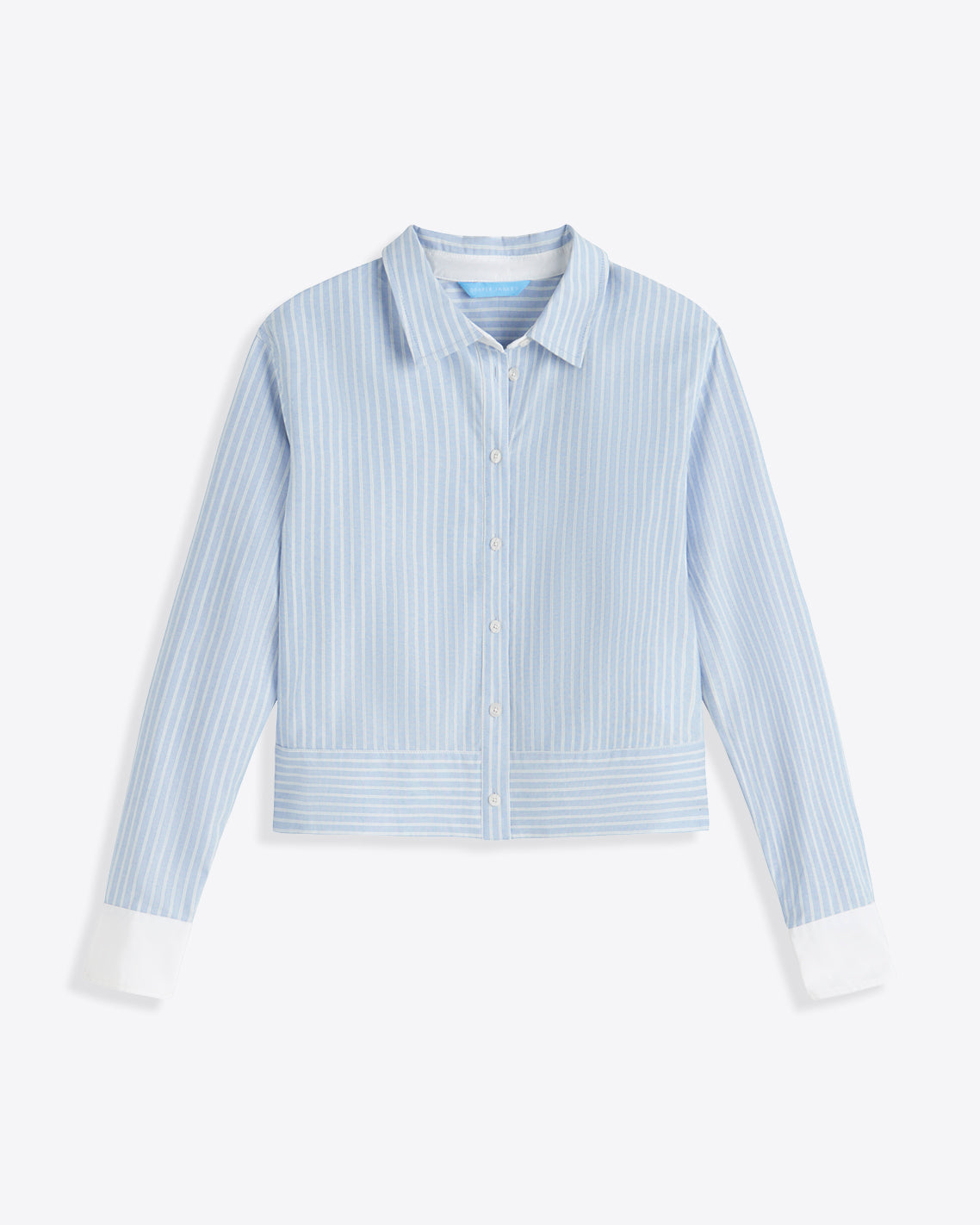 Draper James Oxford Shirting Long Sleeve Cropped Button Down in Oxford Shirting