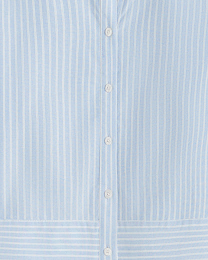 Draper James Oxford Shirting Long Sleeve Cropped Button Down in Oxford Shirting