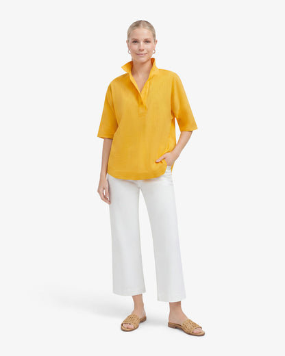 Draper James Yellow Logan Top in Cotton Dobby