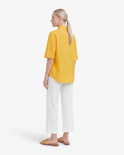 Draper James Yellow Logan Top in Cotton Dobby