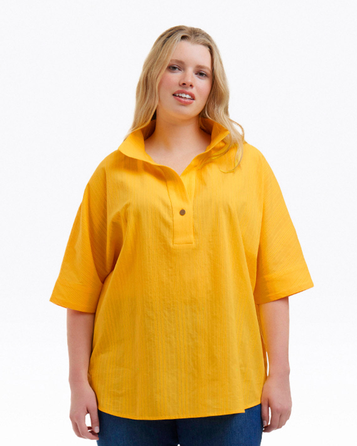 Draper James Yellow Logan Top in Cotton Dobby