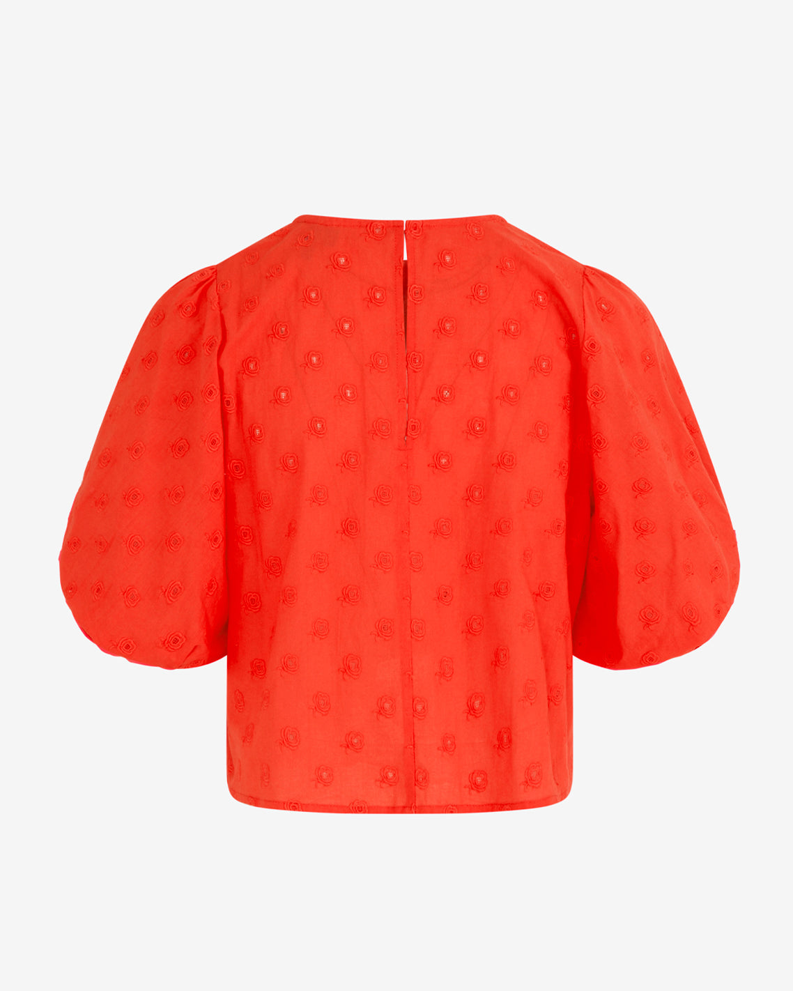 Draper James Lipstick Red Short Sleeve Top in Embroidered Flower