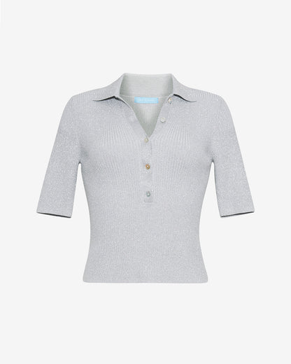 Draper James Grey Sweater Polo in Silver