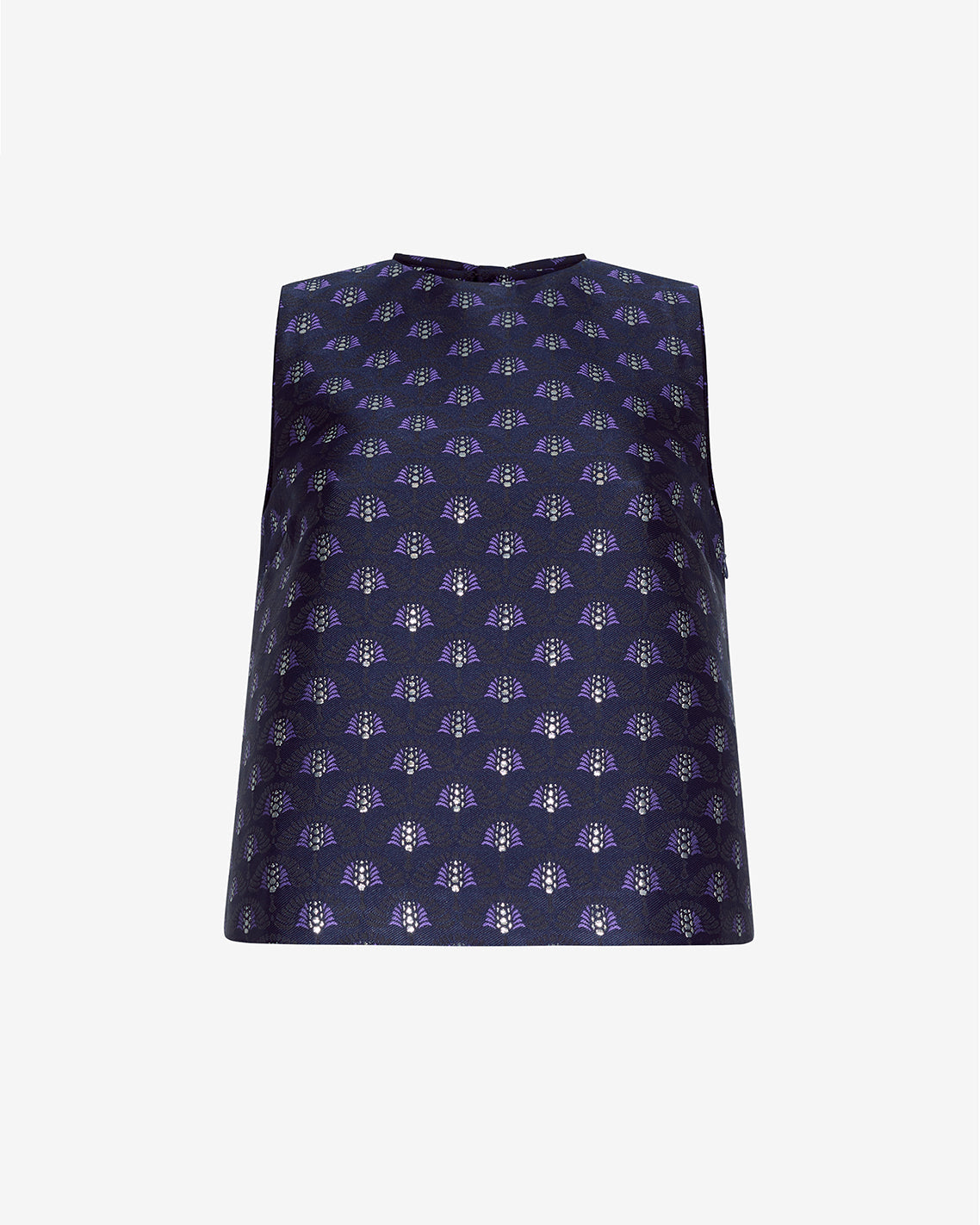 Draper James Blue Sleeveless Top in Fan Floral Jacquard