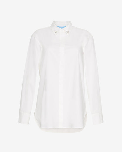 Draper James Magnolia White Button Down Top in White