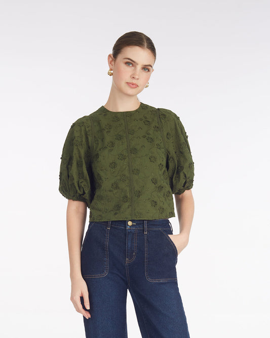 Draper James Embroidered Floral Jess Top in Embroidered Floral
