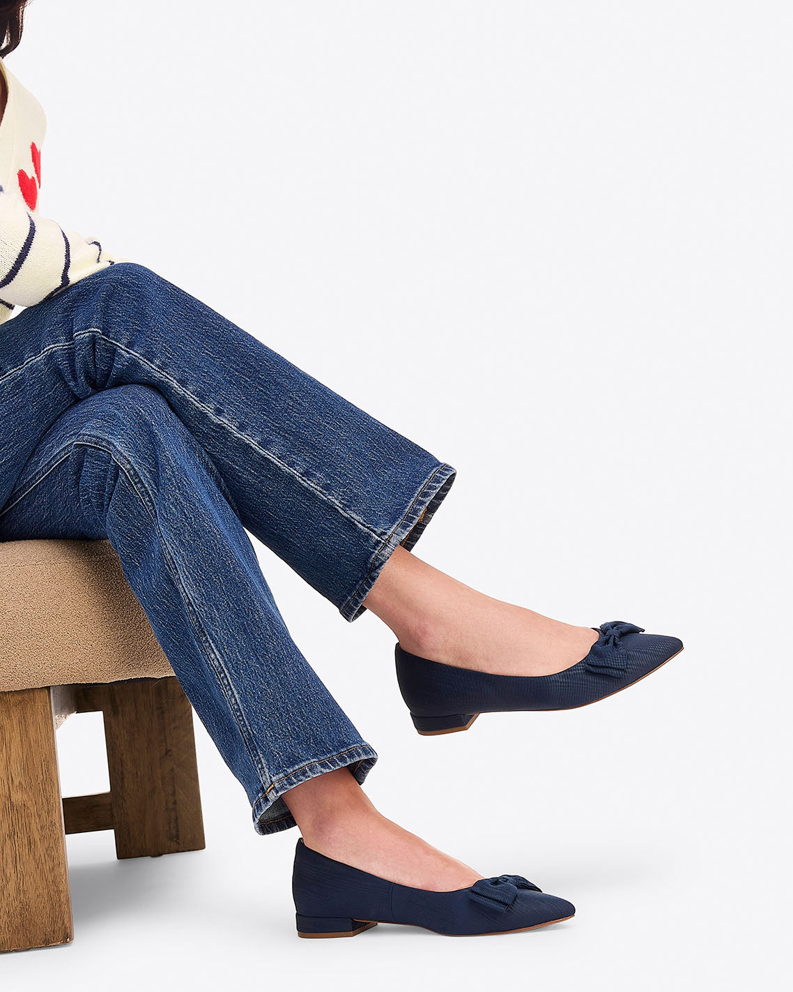 Draper James Nassau Navy Annabelle Bow Flat
