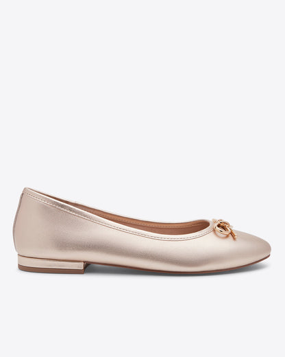 Draper James Gold Eloise Bow Flat | Women's Bow Flats by Draper James