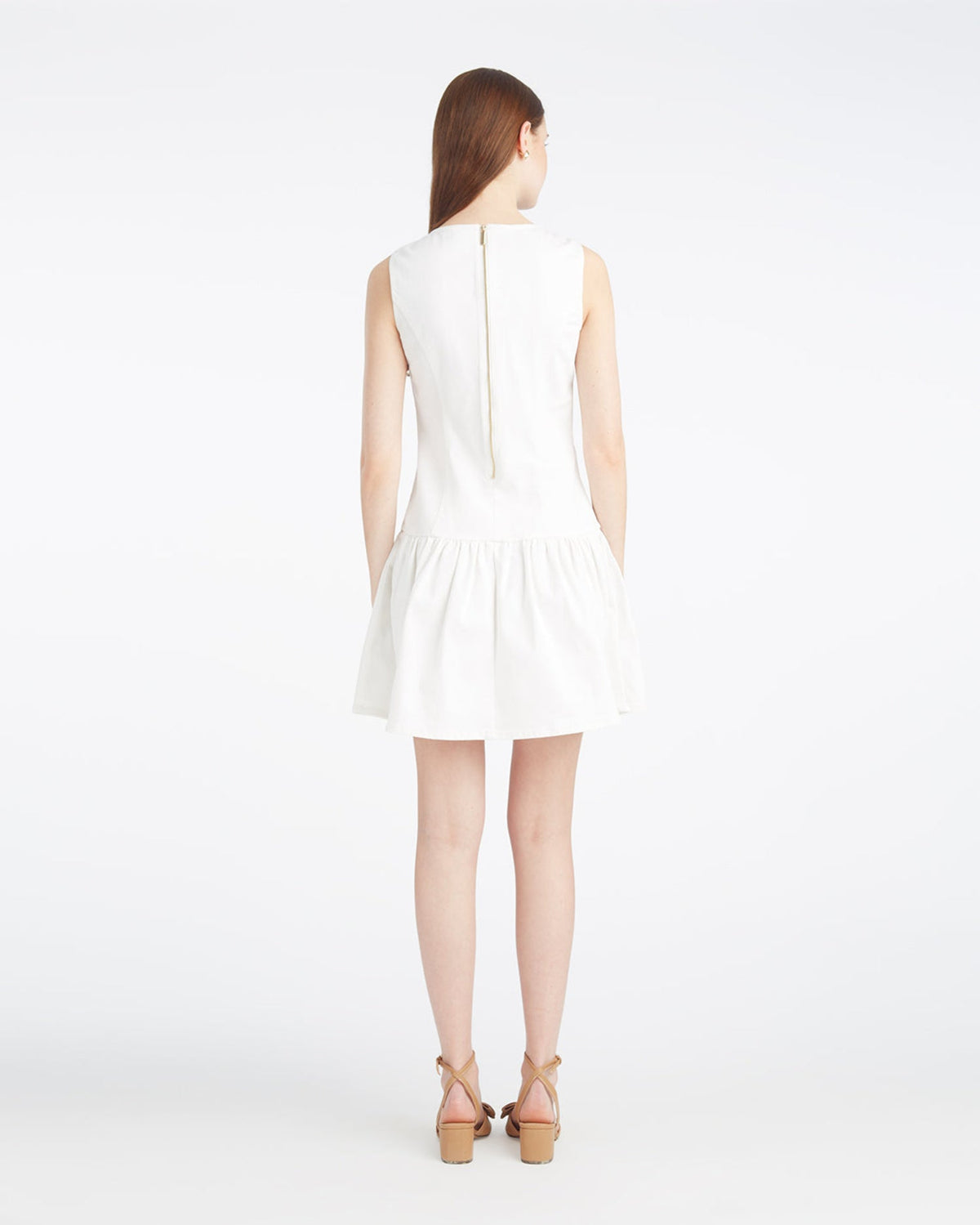 Draper James Magnolia White Colette Tailored Flounce Dress in Denim