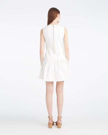 Draper James Magnolia White Colette Tailored Flounce Dress in Denim
