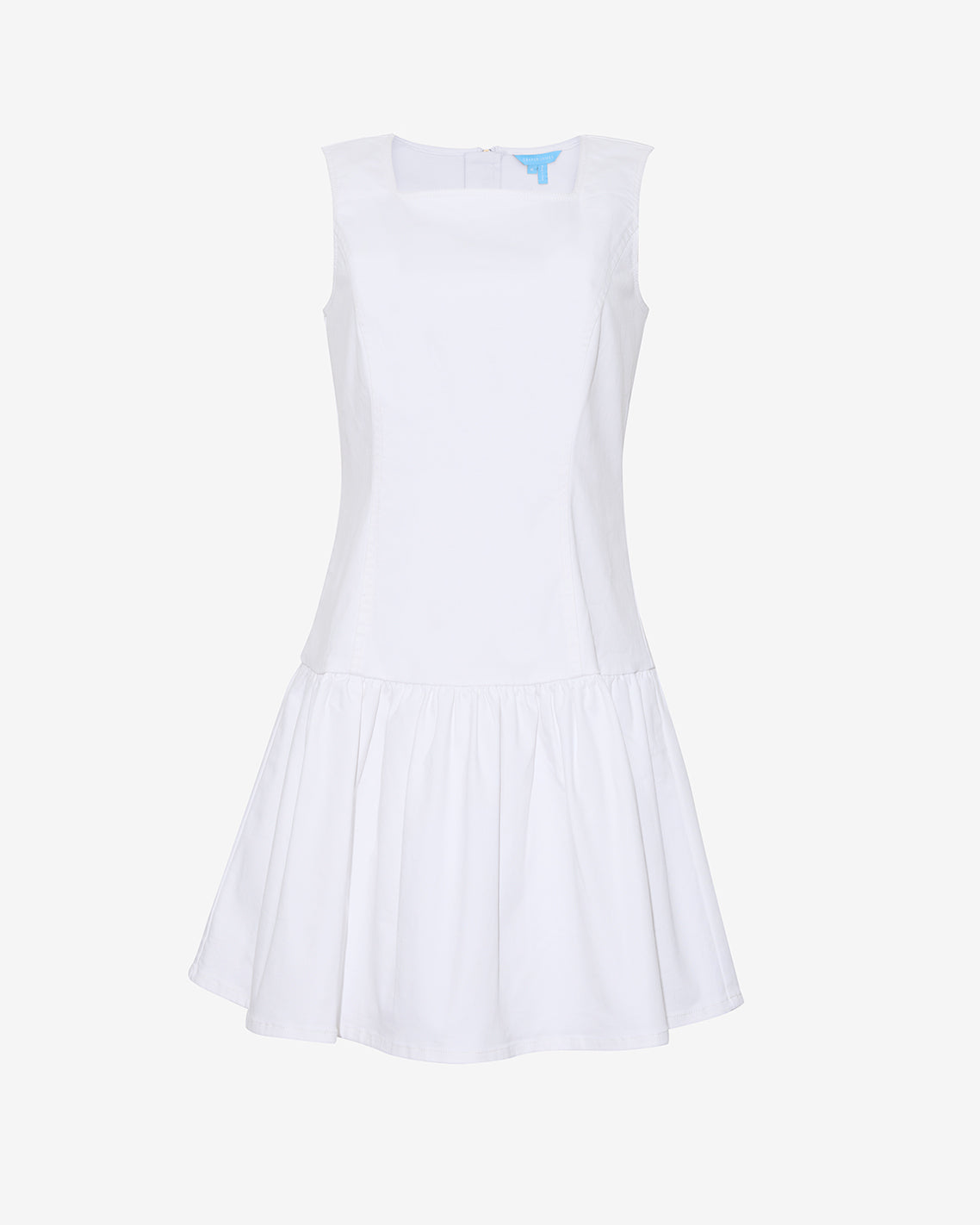 Draper James Magnolia White Colette Tailored Flounce Dress in Denim