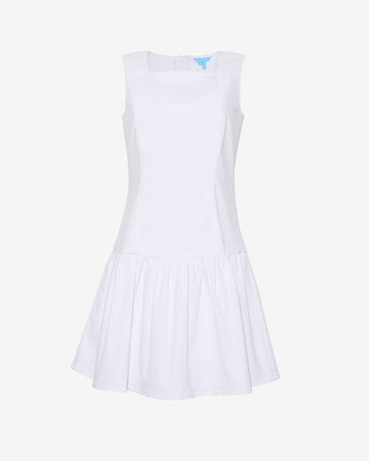Draper James Magnolia White Colette Tailored Flounce Dress in Denim