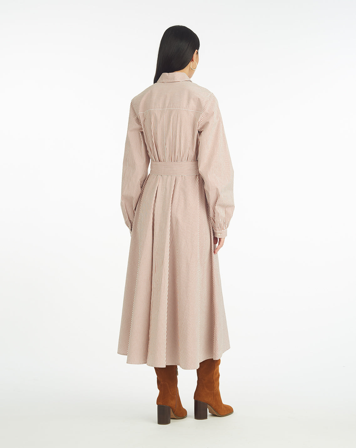 Draper James Rust Eliza Midi Shirtdress in Rust Stripe