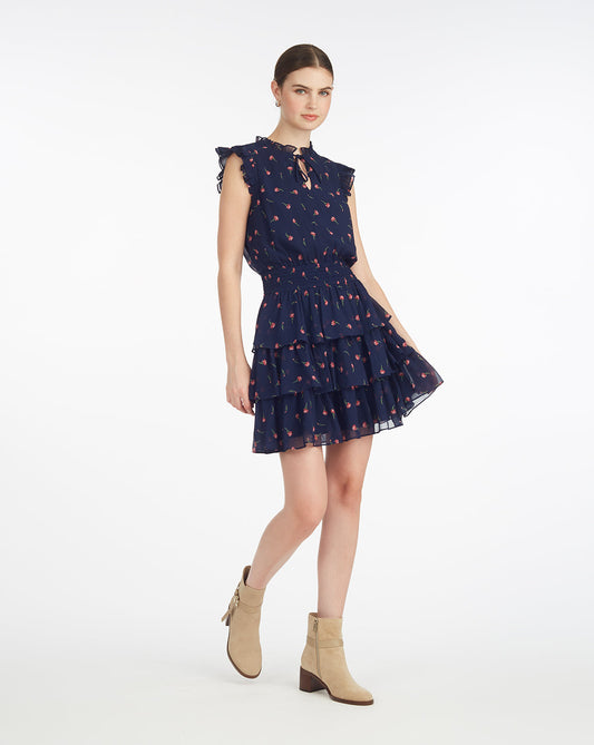 Draper James Ditsy Autumn Flowers Alana Tiered Dress in Ditsy Autumn Flowers