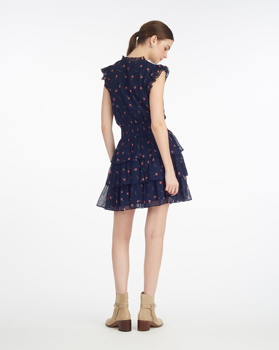 Draper James Ditsy Autumn Flowers Alana Tiered Dress in Ditsy Autumn Flowers