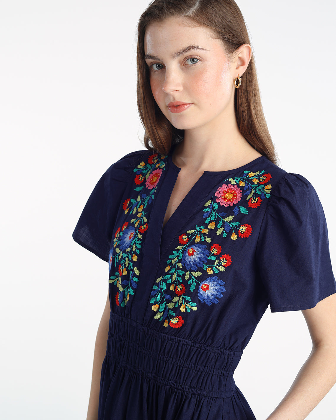 Draper James Belle Meade Black Wilson Mini Dress with Floral Embroidery