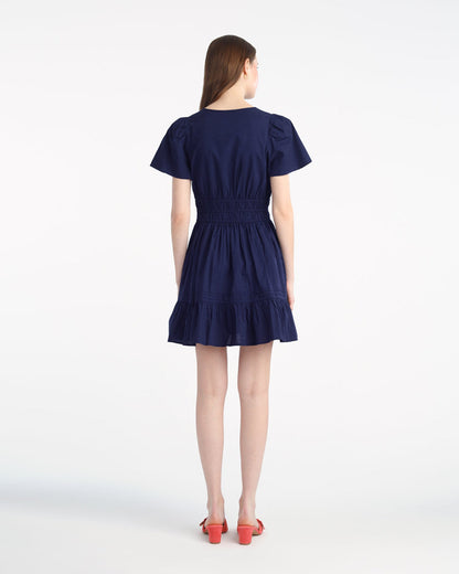 Draper James Belle Meade Black Wilson Mini Dress with Floral Embroidery