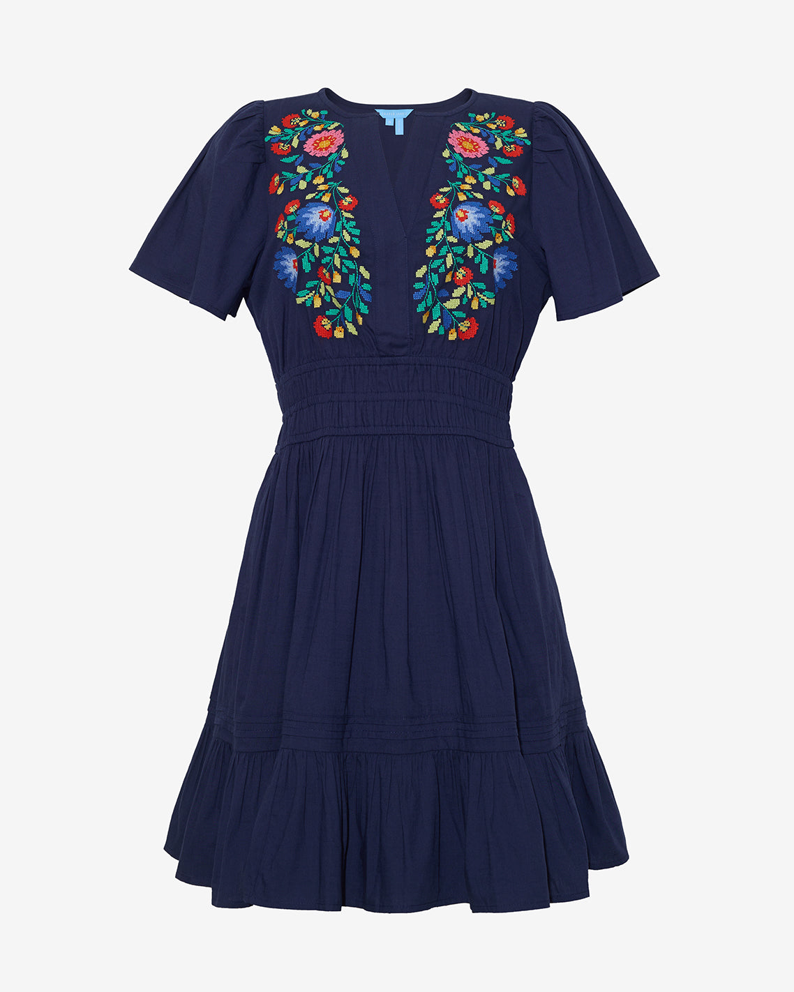 Draper James Belle Meade Black Wilson Mini Dress with Floral Embroidery