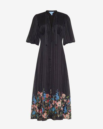 Draper James Black Multi Maisy Midi Dress in Moonlit Blooms