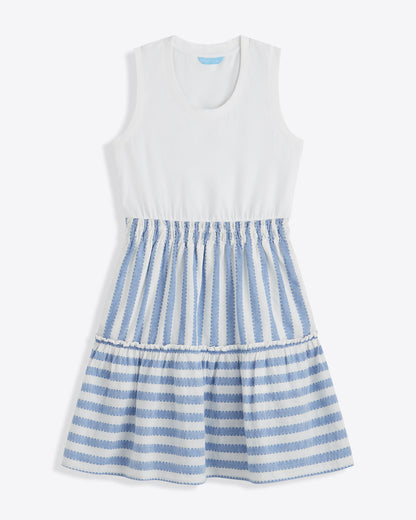 Draper James Wave Stripe Arden Mixed Media Shirtdress in Wave Stripe