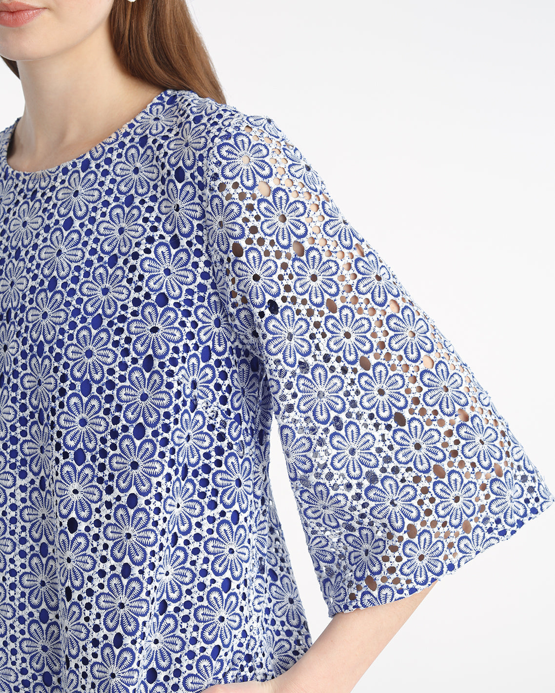 Draper James Daisy Lace Carolyn Bell Sleeve Mini Dress in Daisy Lace