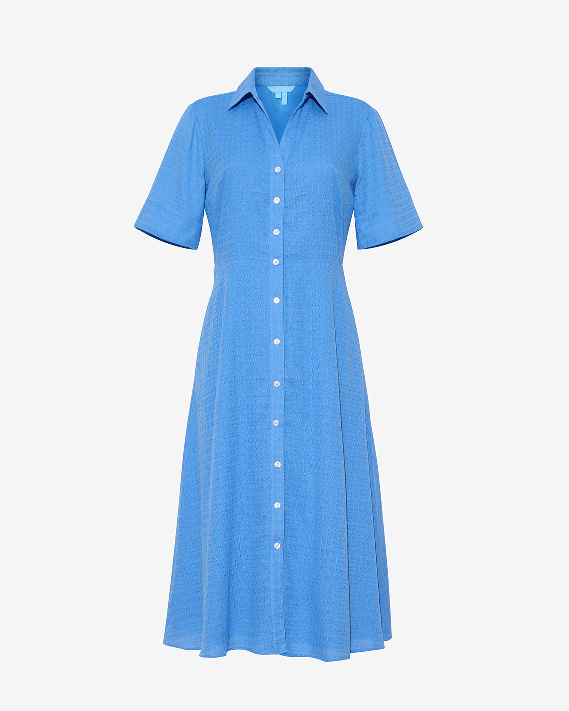 Draper James Light Blue Annika Midi Shirtdress in Textured Cotton