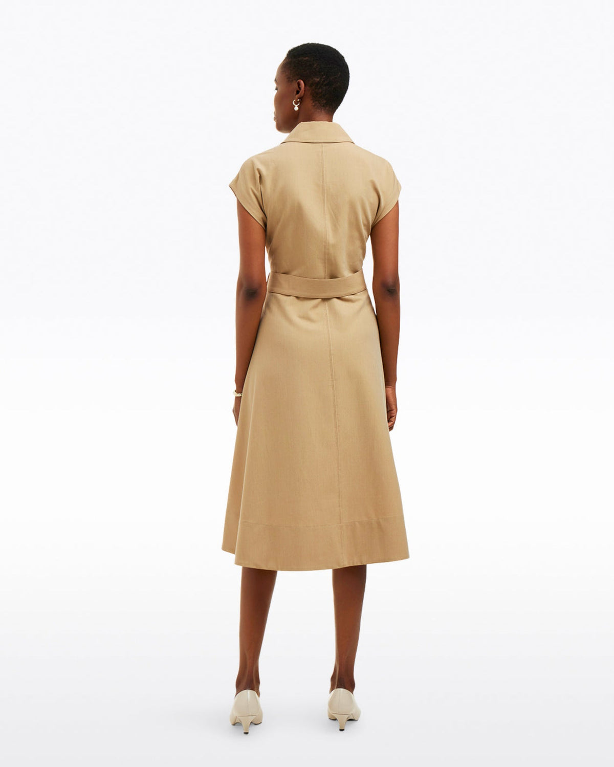 Draper James Brown Tatum Midi Shirtdress in Croissant