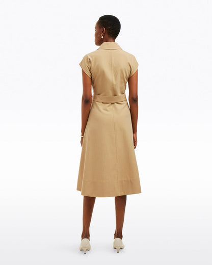 Draper James Brown Tatum Midi Shirtdress in Croissant