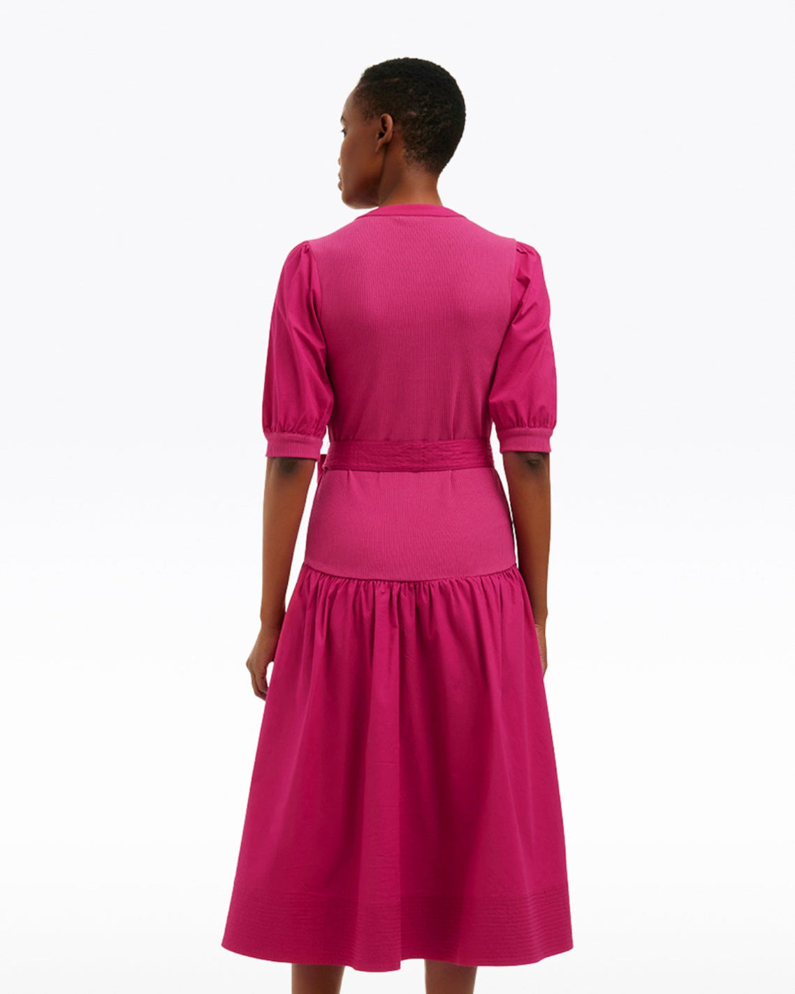 Draper James Raspberry Pink Celeste Mixed Media Dress in Raspberry Pink