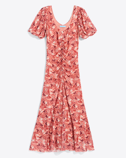 Draper James Coneflowers Mesh Mindy Midi Dress in Stretch Mesh