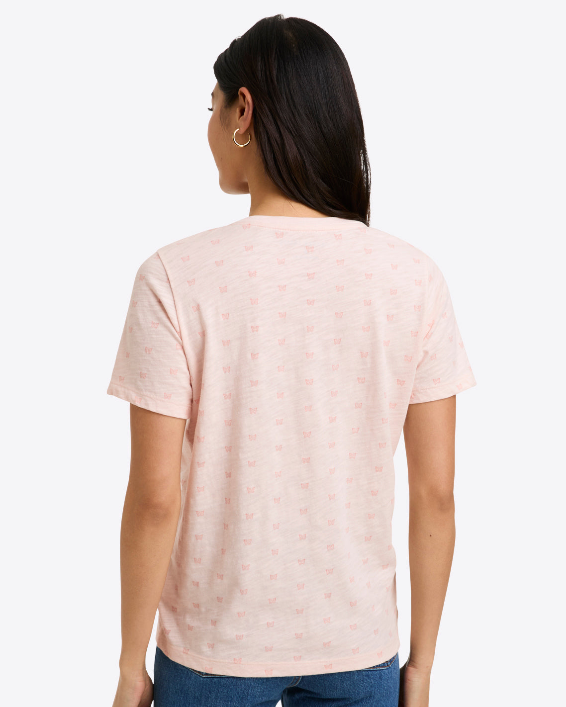 Draper James Light Pink Butterfly V Neck T Shirt | Graphic Tees by Draper James