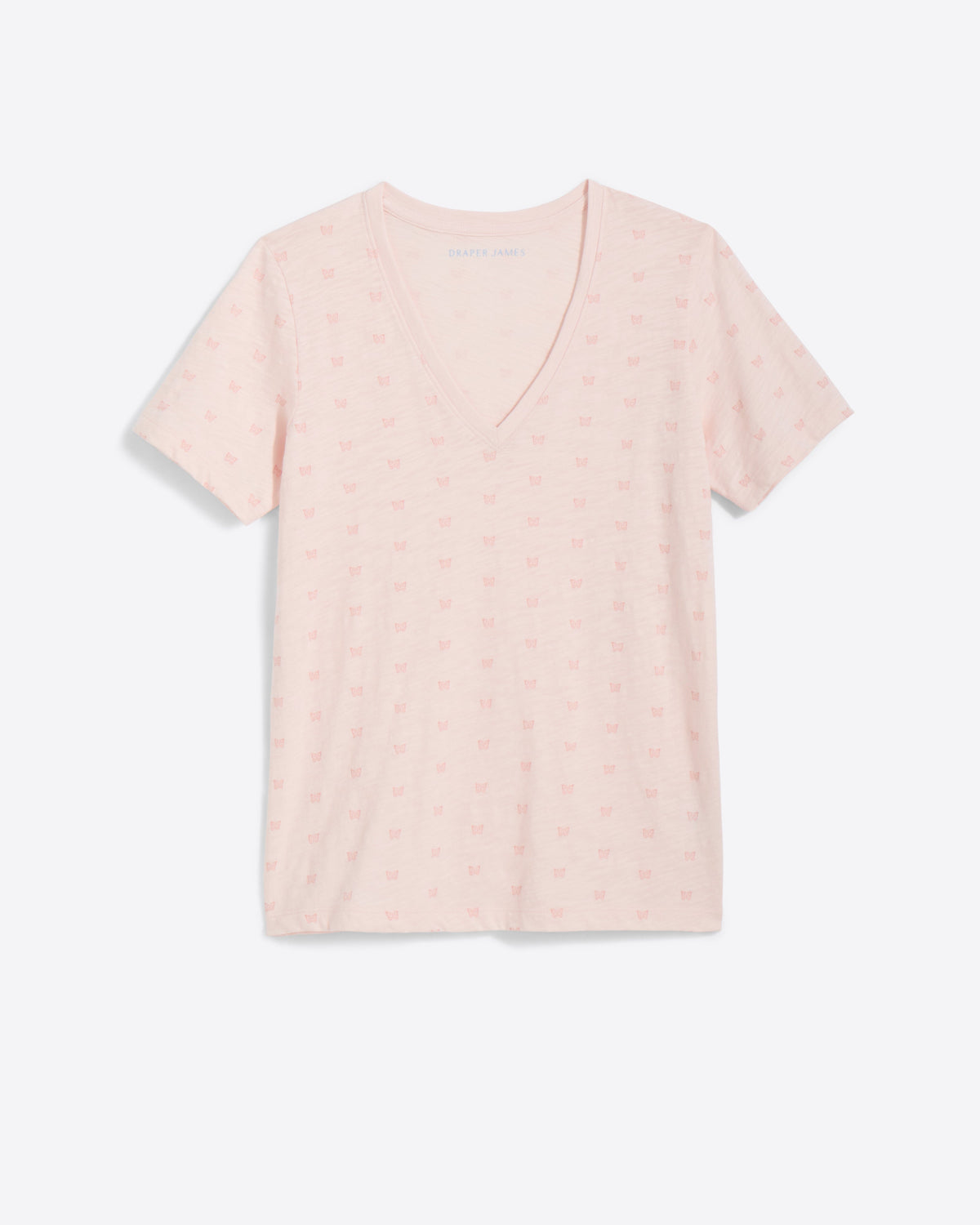 Draper James Light Pink Butterfly V Neck T Shirt | Graphic Tees by Draper James