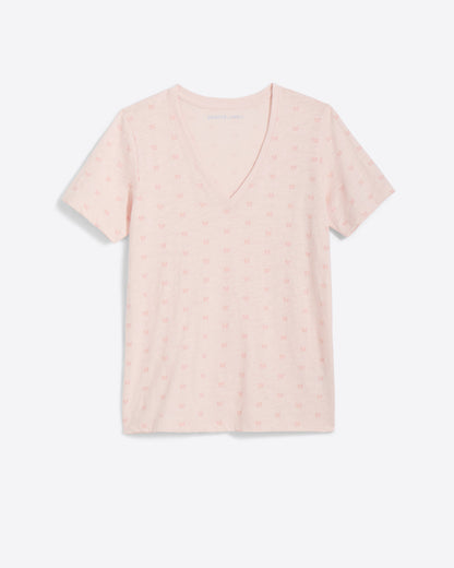 Draper James Light Pink Butterfly V Neck T Shirt | Graphic Tees by Draper James
