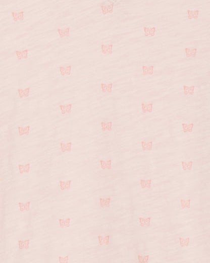 Draper James Light Pink Butterfly V Neck T Shirt | Graphic Tees by Draper James