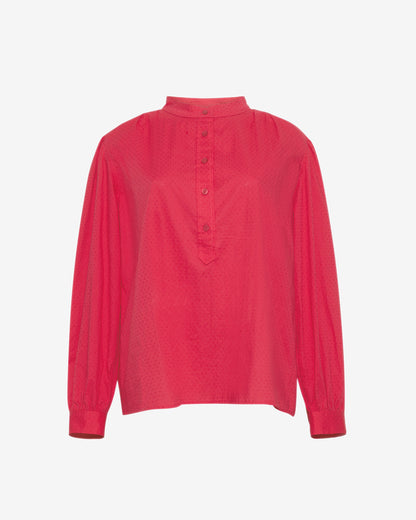 Draper James Love Potion Pleated Button Down in Cotton Dobby in Love Potion