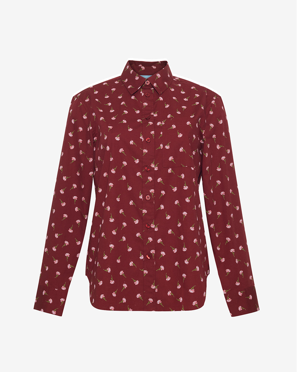 Draper James Burgundy Buds Long-Sleeve Button Down in Burgundy Buds