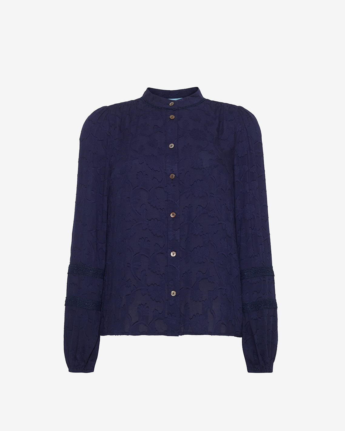 Draper James Nassau Navy Long-Sleeve Button Down Top