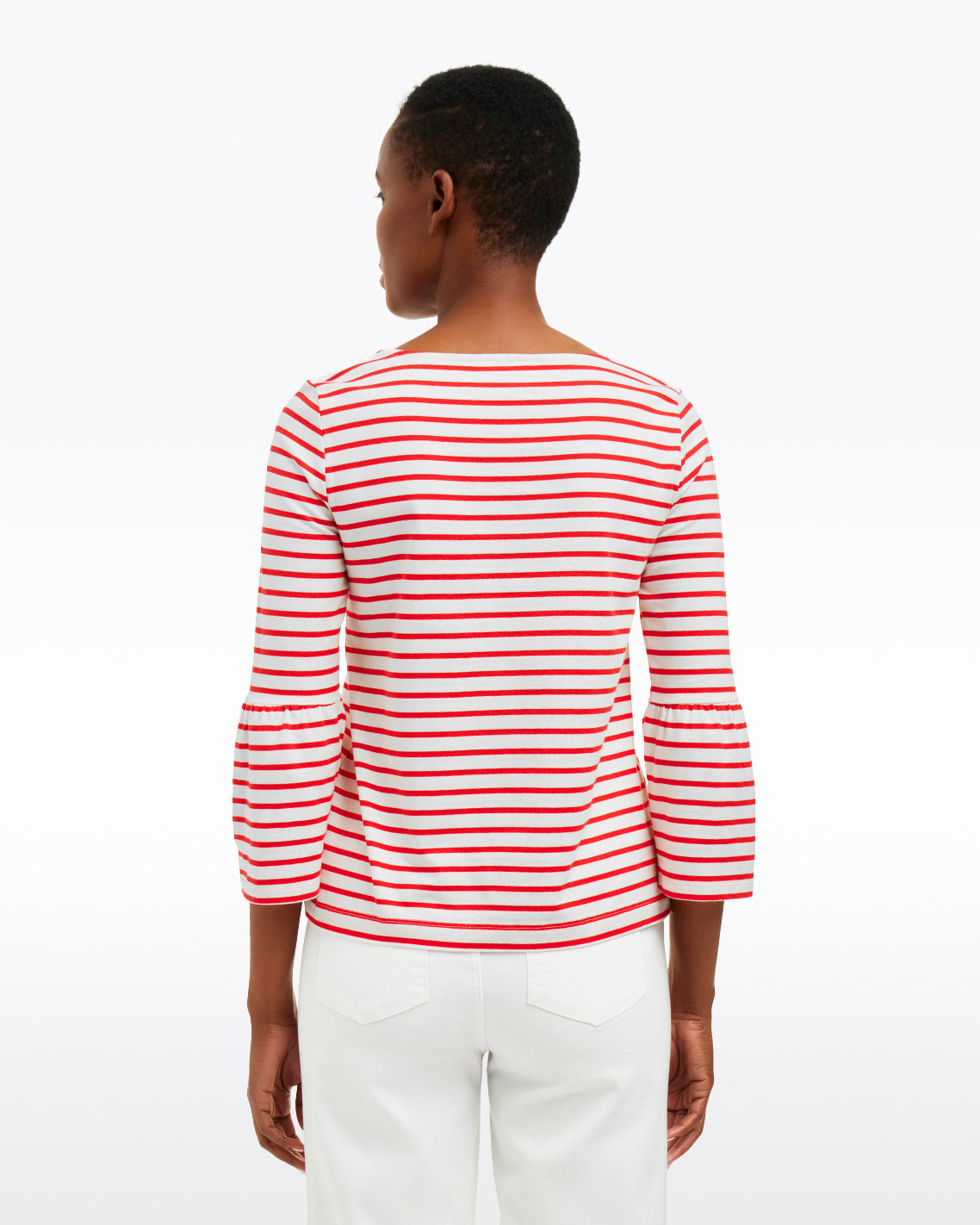 Draper James Red Mariner Stripe Corey Bell Sleeve Top in Red Mariner Stripe