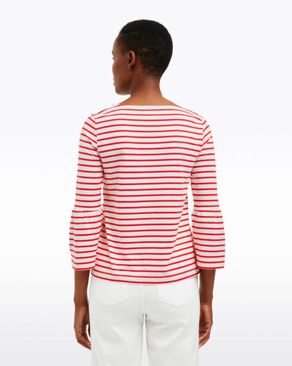 Draper James Red Mariner Stripe Corey Bell Sleeve Top in Red Mariner Stripe