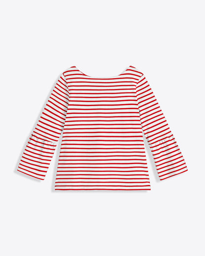Draper James Red Mariner Stripe Corey Bell Sleeve Top in Red Mariner Stripe