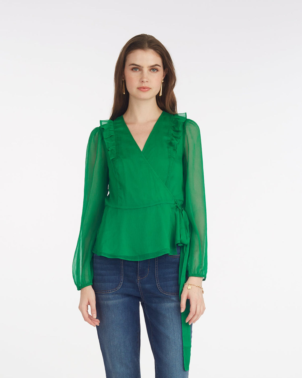 Draper James Green Wrap Top | Women's Blouses & Wrap Tops by Draper James