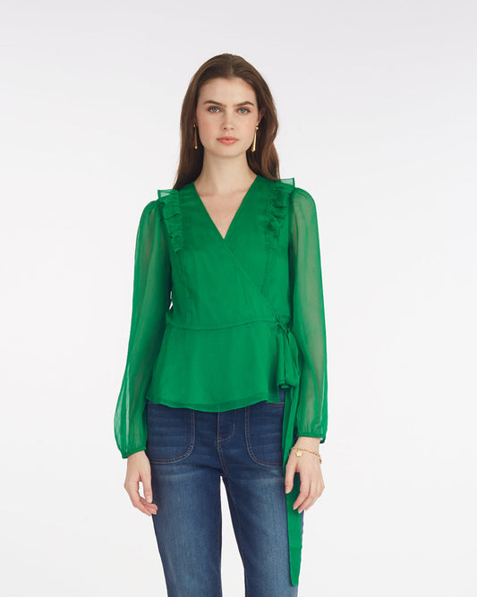 Draper James Green Wrap Top | Women's Blouses & Wrap Tops by Draper James