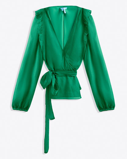 Draper James Green Wrap Top | Women's Blouses & Wrap Tops by Draper James