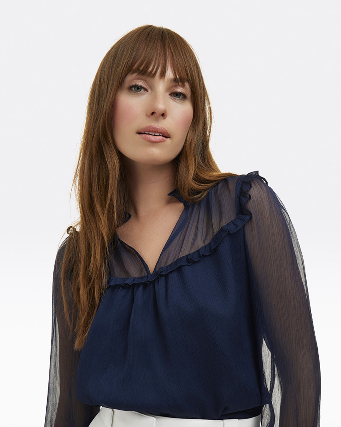 Draper James Nassau Navy Gretchen Long-Sleeve Top