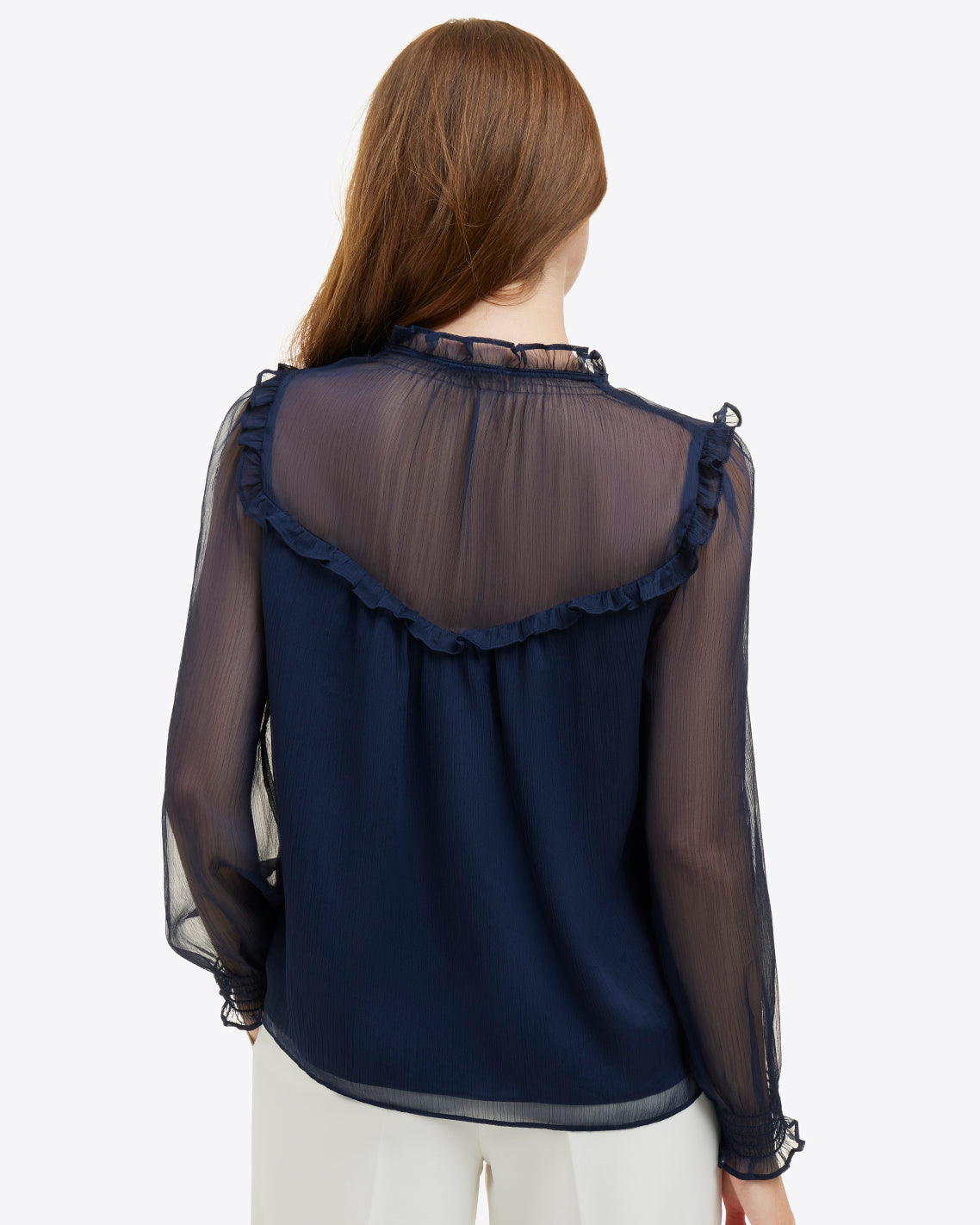 Draper James Nassau Navy Gretchen Long-Sleeve Top
