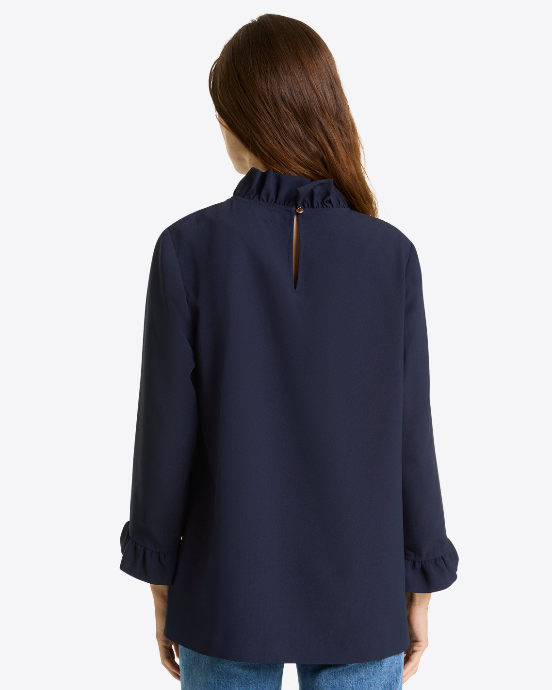 Draper James Nassau Navy Ingrid Top in Matte Satin